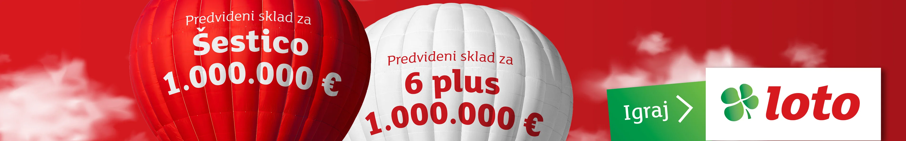 Predviden sklad za Šestico 1.000.000 € in predviden sklad za 6 plus 1.000.000 €. Igraj